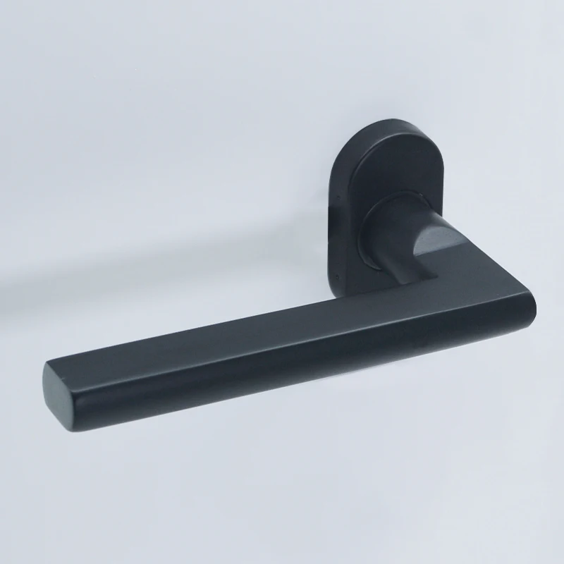 Black Classical Style Door Handle Oval Base Narrow Door Frame Black Door Handle
