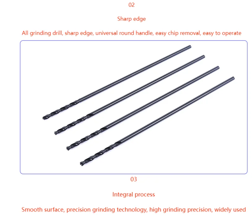 BOMI BMK-1 HSS Cobalt high precision 4,6,5 aircraft jobber length Extension Extra long drill bit set for metal