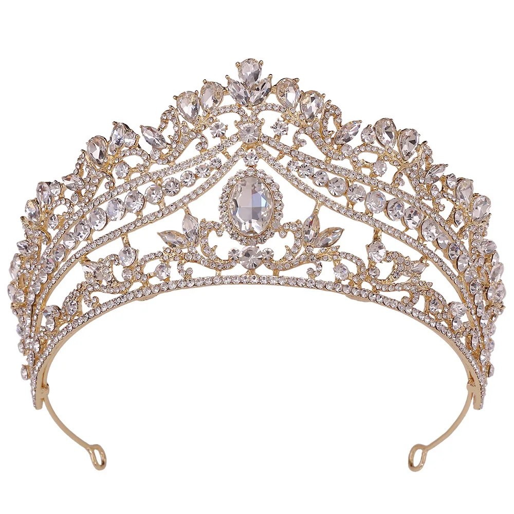 wedding gift bride crown set bridal wedding gold plated princess jewel pageant crown for bride gift crystal crown charm