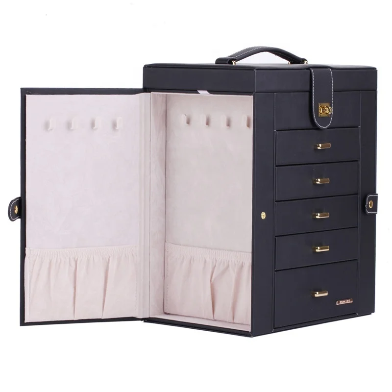 Rectangle Black Faux Leather Creative Packaging Box Customized Jewelry Box For Jewelry