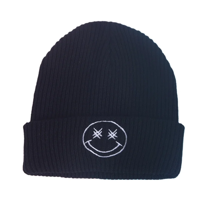 Korean version of the ins woolen winter knitting hat female wild cute smiling face knitted woman winter hat