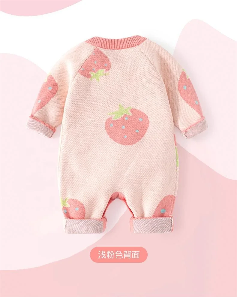 2024 Winter New Product Newborn Long sleeved One Shoulder Sweater Cartoon Boys and Girls 100% Pure Cotton Baby jumpsuit