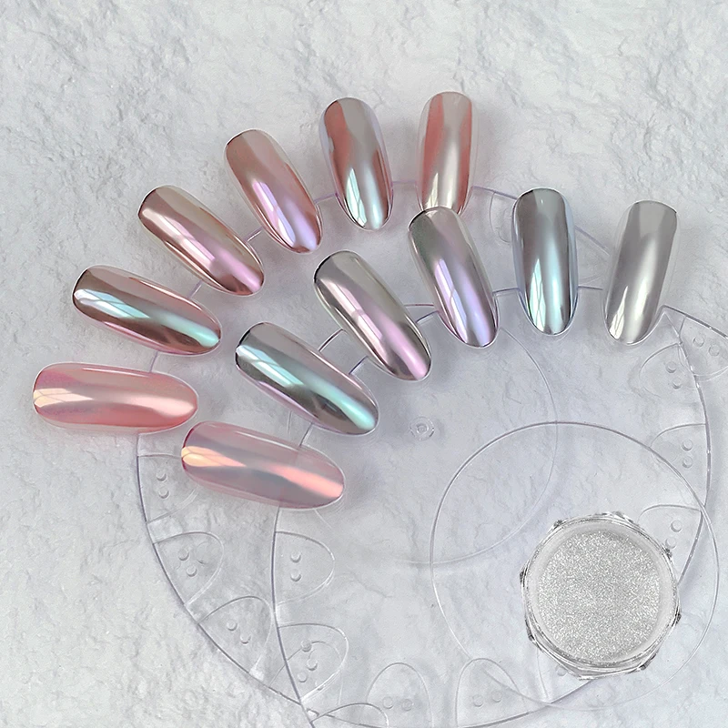 Wholesale 6 Colors Aurora Nail Glitter Powders Pearl Shimmer Nail Art Mirror Effect Pigment Powder Nail Chrome