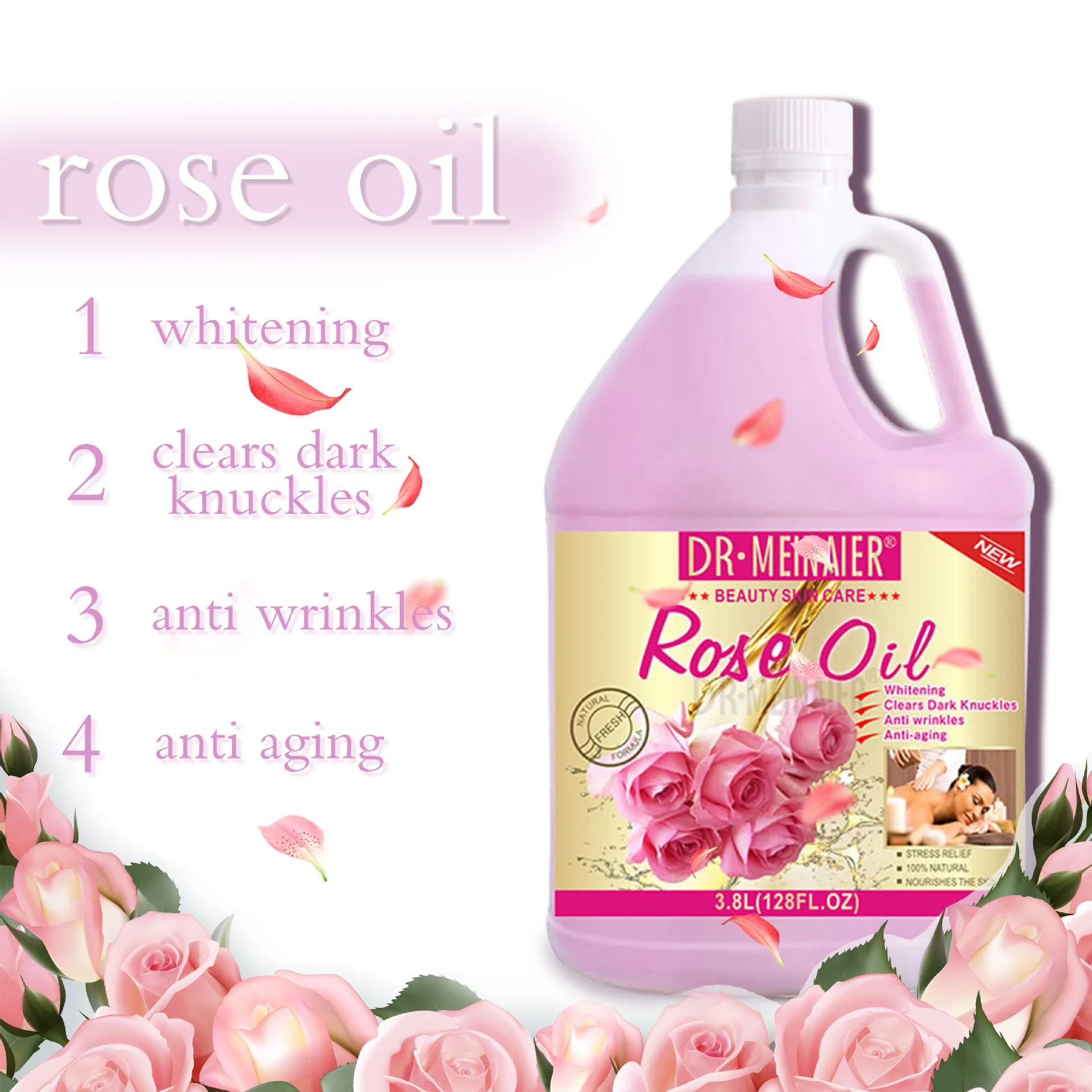 3.8L Massage Essential Oil Arbutin Rose Multiple Colors Natural Face and Body Relaxing Skin Care Moisturizer  Whitening Oil