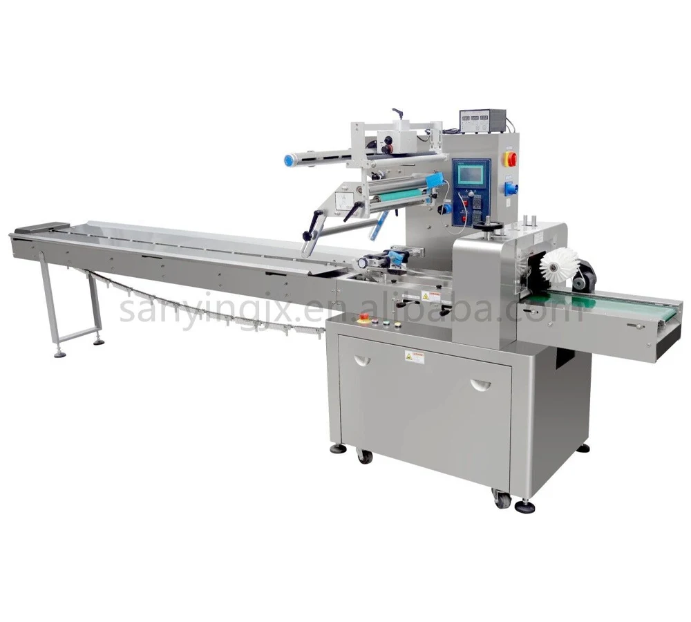 Fully Automatic Horizontal Pillow Type Food Packing Bread Vegetables Soap Flow Packaging Machine