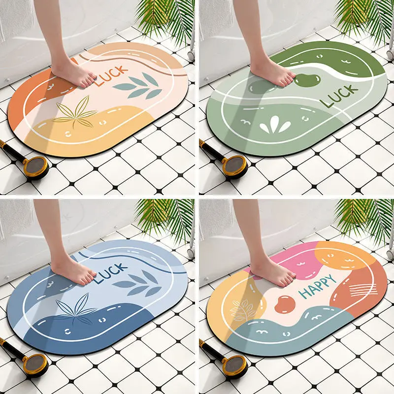 Hot Sale Bath Mat Super Absorbent Non Slip Diatom Mud Bathroom Rug Quick Drying Bath Custom Mat Kitchen Entrance Door Mats