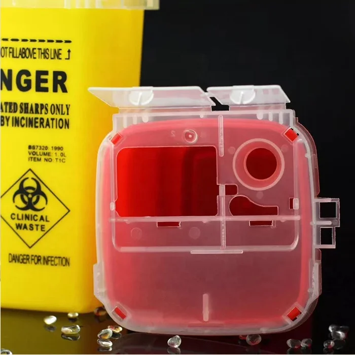 Syringes Disposal Portable 1L Medical Waste Safety Bin Tattoo Needle Box Sharp Container