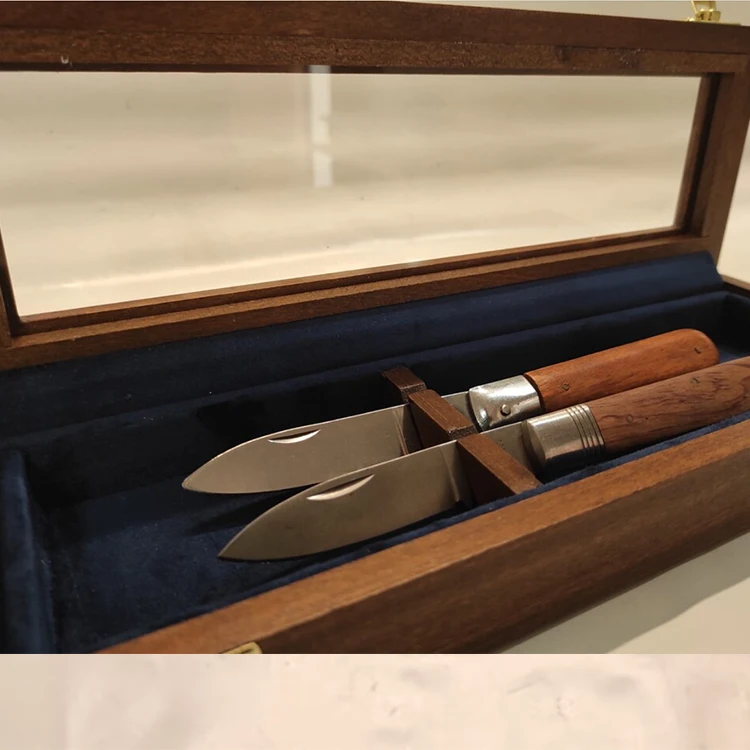 Индивидуальная коробка из массива дерева со стеклом коллекционный кейс сосны и для ножей