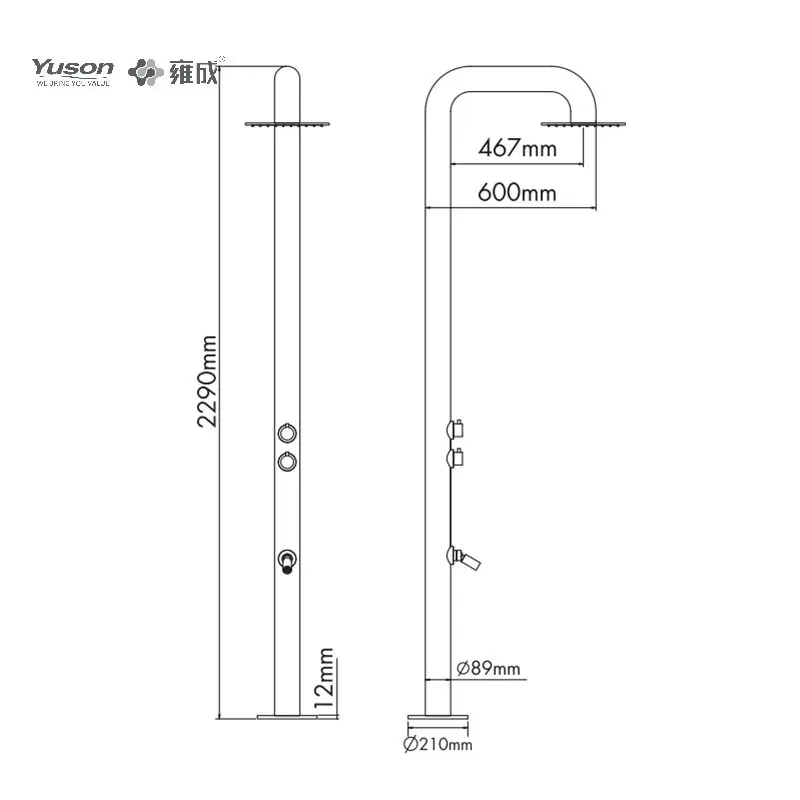 YUSON YS78662 Wholesale Private Label Stain proofing stainless steel 316 pool shower outdoor shower public beach for swim