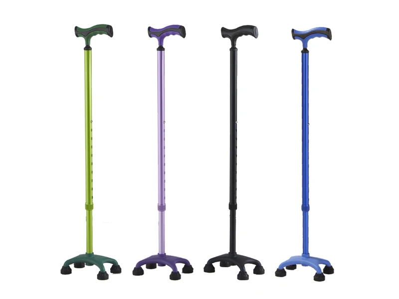 Черная пластиковая основа 4-ног трость с TPR ручной захват тростника регулируемые бастон легкая