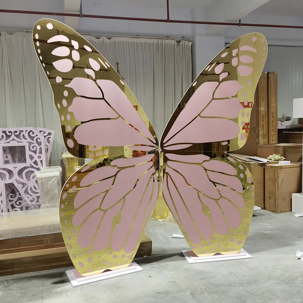 Pink Cute Wedding Butterfly Frame Back Panels Decor For Kids Party Backdrop
