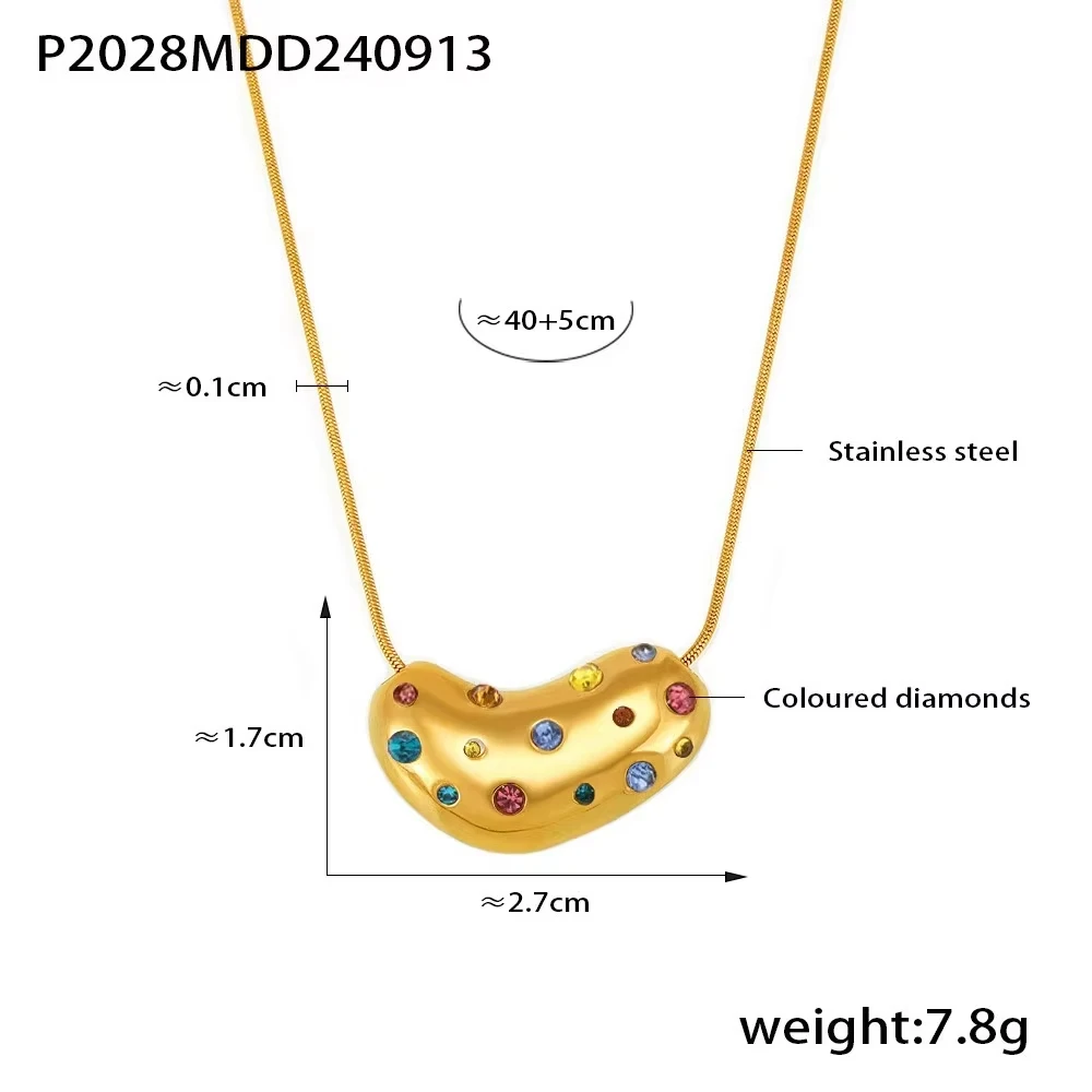 INS Purple CZ Stone Pearl Heart Pendant Stainless Steel Gold Plated Necklace For Women Fashion Jewelry Wholesale