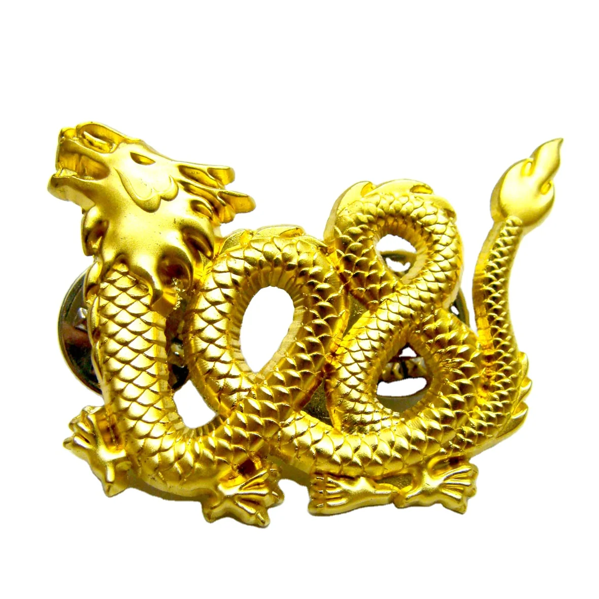 2024 Golden 3D Chinese dragon metal badge lapel pin