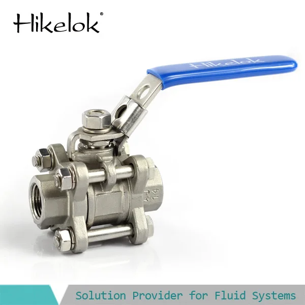 Hikelok high pressure 1000 psi stainless steel  1/8' to 1' NPT BSP 3- piece ball valve lockable ball valve