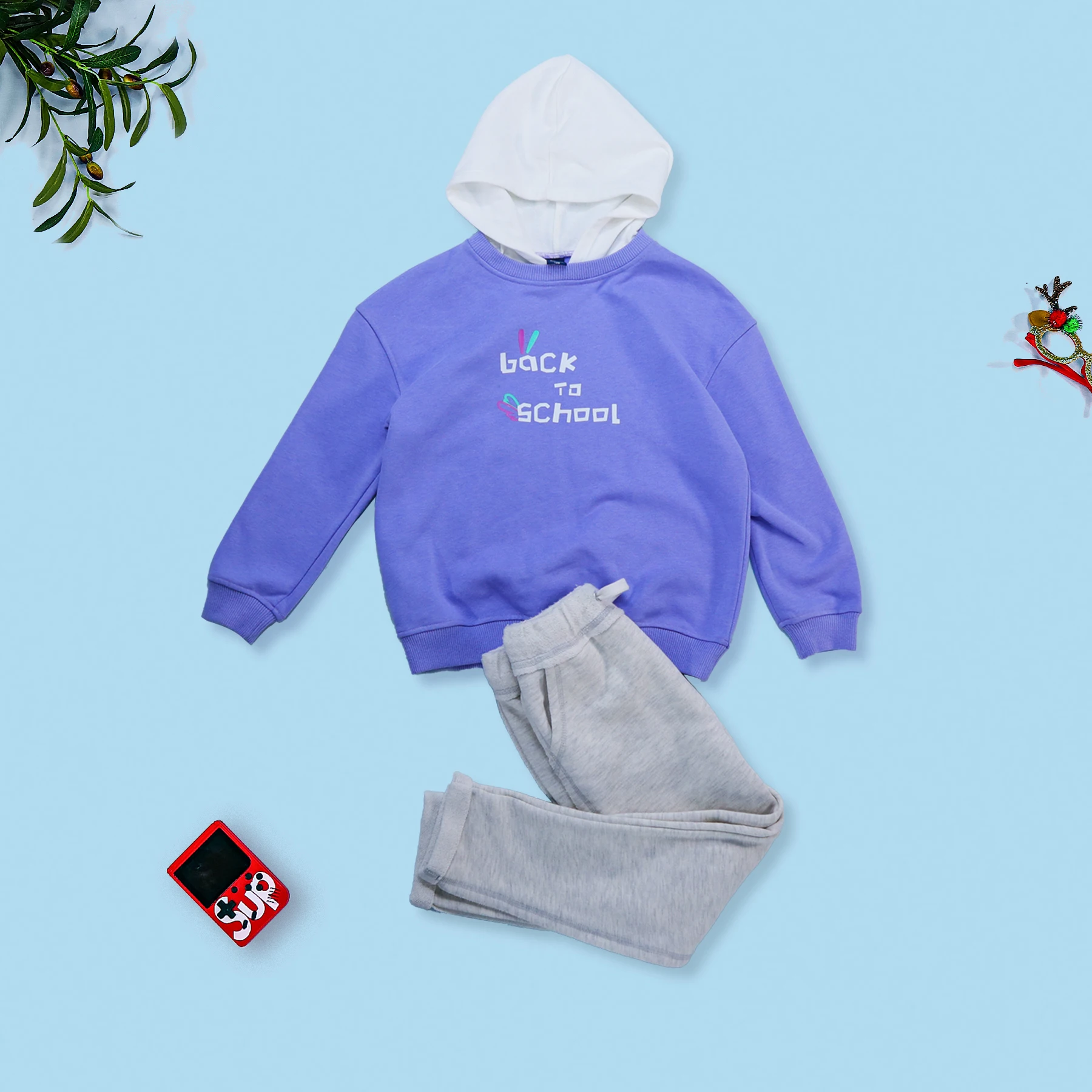 custom OEM plain quality kids casual pullover hoodie sweatshirts and sweatpants