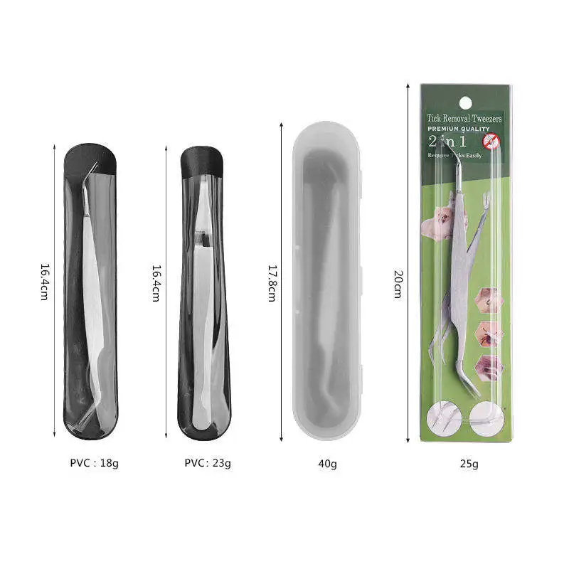 Factory Supplies Stainless Steel 2 in 1 Tick Remover Tool Tick Remover With Storage Case Suitable
