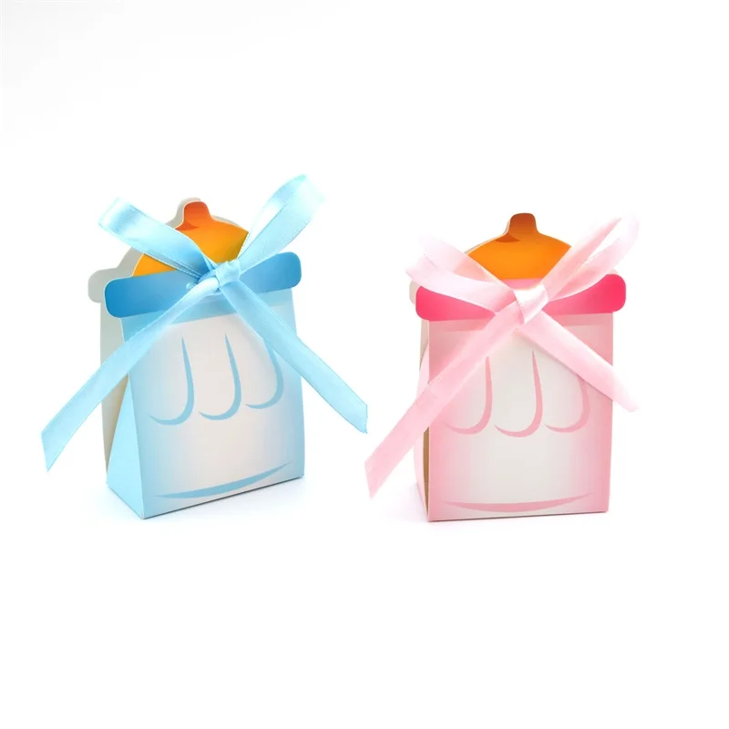 Wholesale Creative Baby Favors Box Feeding Bottle Shaped Paper Gift Candy Box for Baby Shower