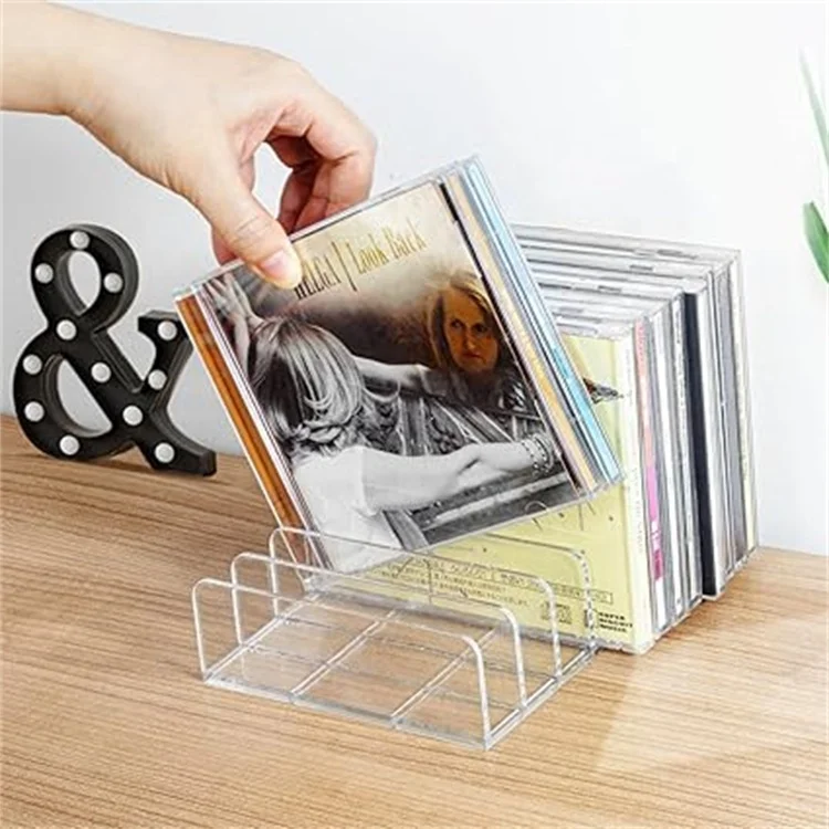 Simple Storage Cd Bracket 2-Mounted Transparent Acrylic Record Display Rack Can Accommodate 14 Standard Cd Box for Media Rack