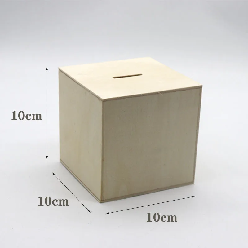 Unfinished Wooden Piggy Bank DIY Plain Wood Coin Money Saving Bank Box