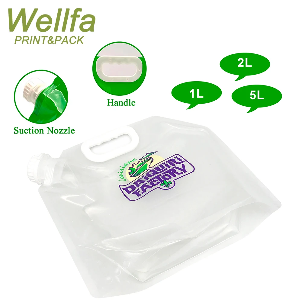 Custom Foldable Water Liquid Stand Up 1 Gallon Bag 5 Liter Rice Food Refill Packaging Clear 1L 2L 3L 4L 5L Spout Pouches