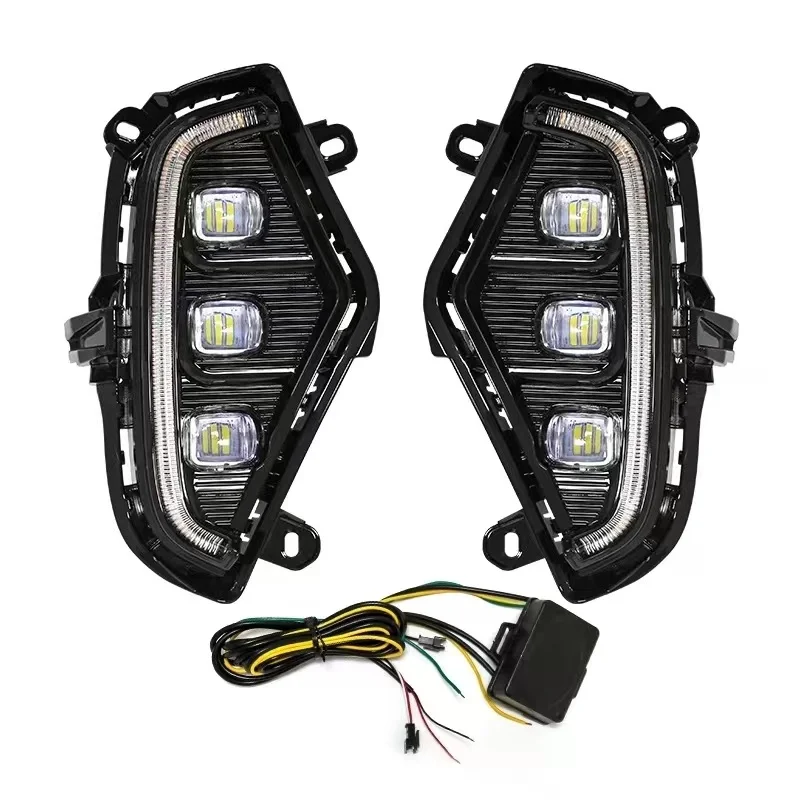 Car LED DRL Daylights for Toyota RAV4 2019 2020 2021 yellow Turn Signal Daytime running light