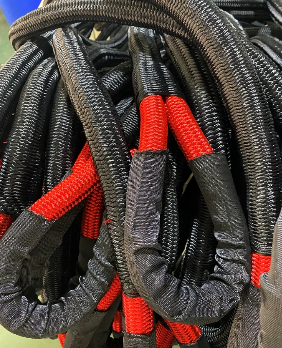 kinetic recovery rope for towing rope with soft shackle