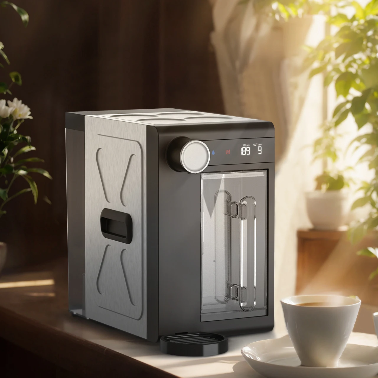 Outdoor Patent Design Countertop Instant Hot Water Dispenser Filter Commercial Reverse Osmosis 4 Stages Water Purifier Machine