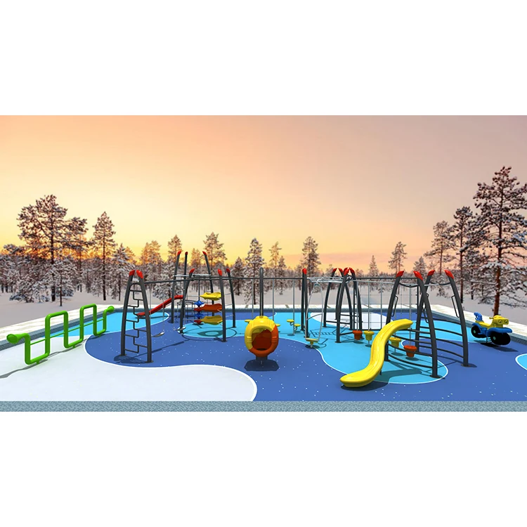 Outdoor children rope course climbing structure with slide public playground children amusement play set