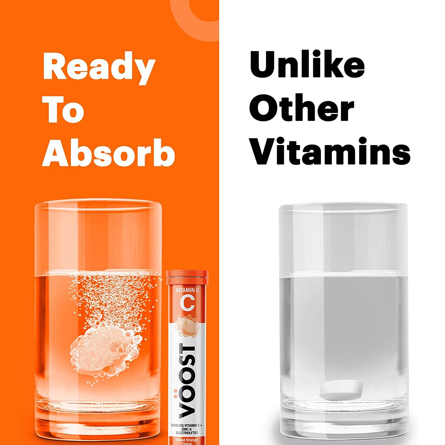 Zinc electrolyte vitamin C 1000mg immune support effervescent vitamin beverage sugar free exercise supplement