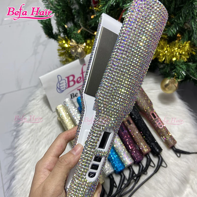 Wholesale Bling Flat Iron Hair Straightener AB Diamond Bling Flat Iron Custom Bling Flat Irons Rhinestone Diamond