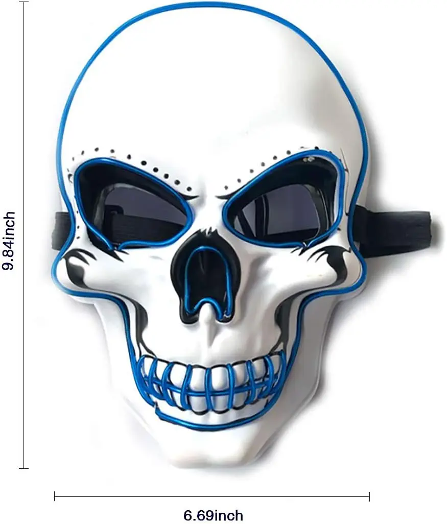 Led Light Up Mask with EL Wire 3 Flashing-Modes for Halloween Cosplay Costume and Party Supplies,Halloween Scary Mask