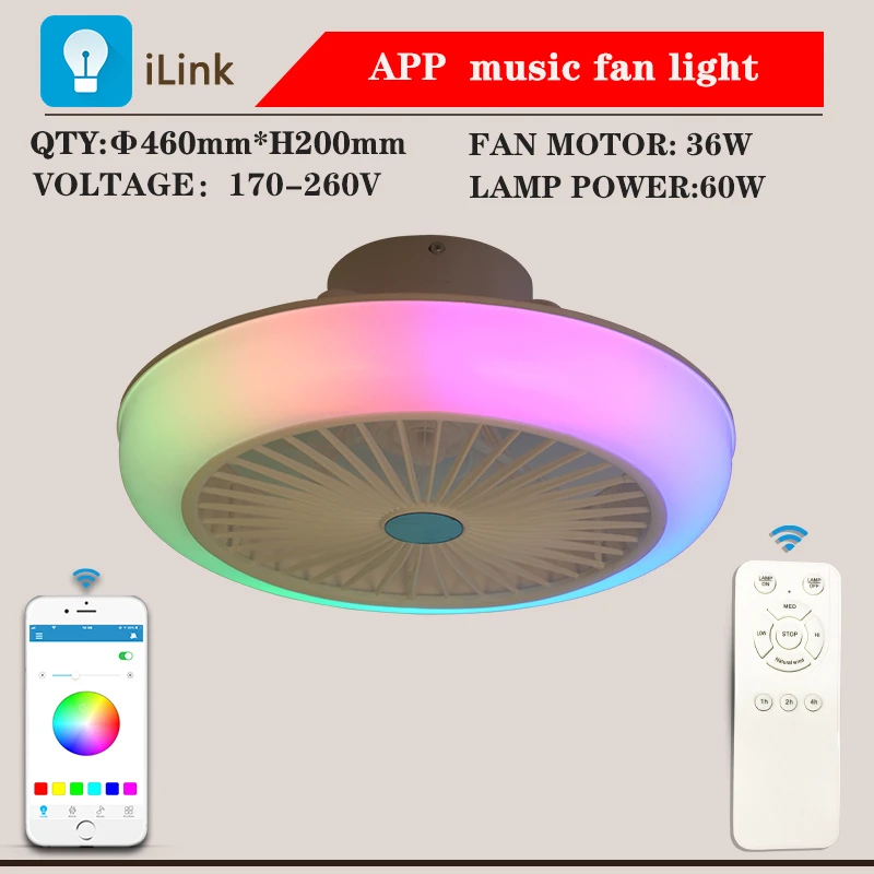 Modern Led Ceiling Fan Lights Ac Motor 3 Speed Adjustable Bedroom Light Remote Control Round Fan Lamps For Living Room