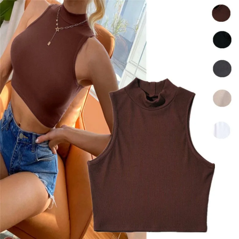 2024 Summer Trend Solid Color Tank Top Women Cropped Sexy Camis Female Crop Tops Vest Women Sleeveless Crop Top