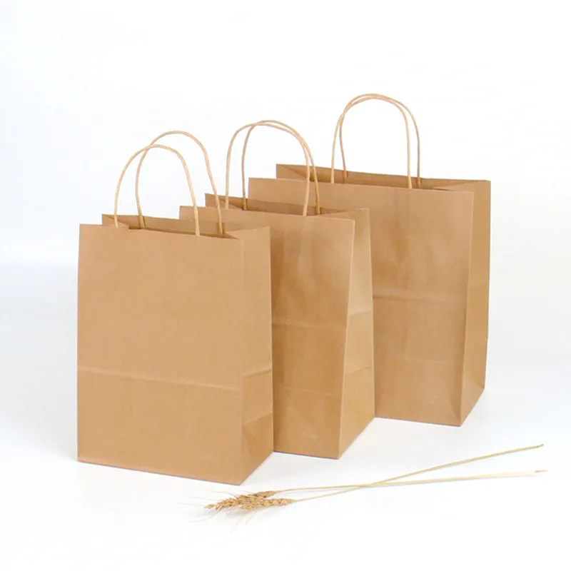 Cheap recyclable  Kraft paper bags brown Kraft paper bags white Kraft paper bags with twisted hand ropes
