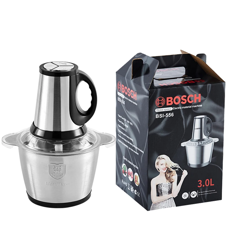 2023 Hot Sell 2L 3L Small bocsh Meat Chopper Best Home Kitchen Food Cheap Stainless Steel Electric Meat Grinder powerful