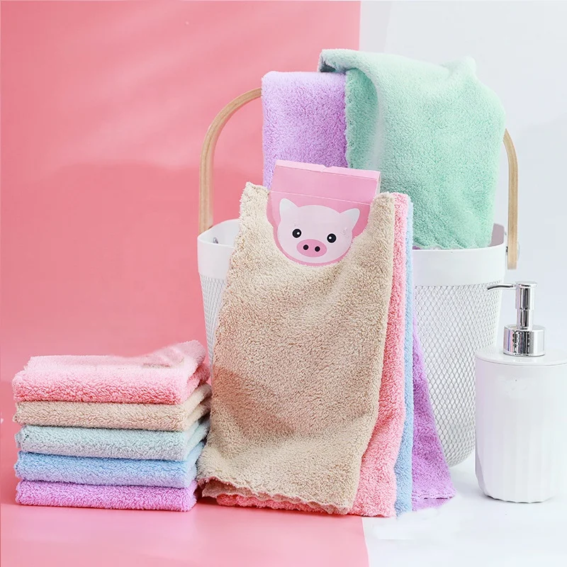 Solid color absorbent edgeless microfiber kitchen towel Wholesale customized blank soft  Coral velvet kitchen Cleaning  towel