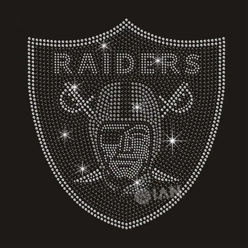 Custom Raiders Rhinestones Transfer  Football Team Motif Hotfix Las Vegas Raiders Iron on Rhinestone Transfer