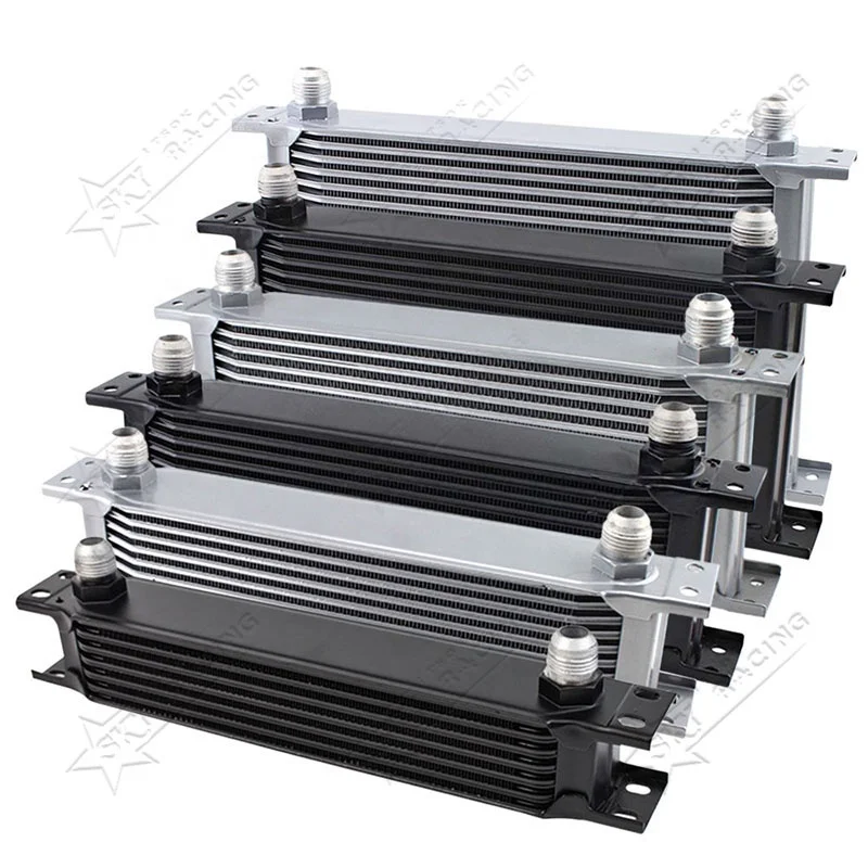 Universal Engine Transmission Cooling System Radiator British Type  Silver Black 7 10 13 16 19 25 Rows Aluminum AN10 Oil Cooler