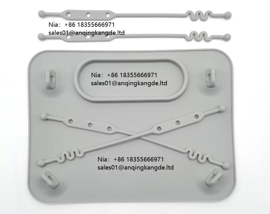 Custom Logo BPA Free Silicone Suction Placemat for Babies and Toddlers with 4 Adjustable Tethers to Attach Toys