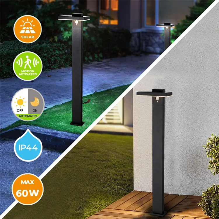 Vertak aluminum 600lm naturally solar led pathway lights motion sensor garden solar high lumen spike light
