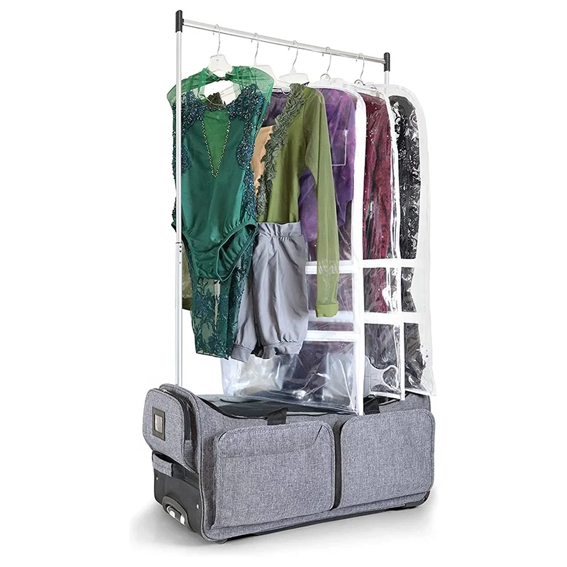 Multiple usage wheeled dream duffle dance bag rolling dance bag with garment rack dance bag