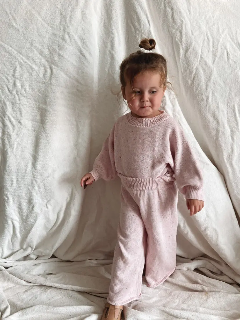 2023 Casual Spring Girls Sweater Speckled Knitting Kids Clothing Girls Clothing Sets Oversized Baby Knit