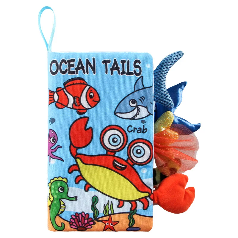 SeaMind Educational Soft Cloth Book Cute Colorful Cartoon Animal Tail Cloth Book with teether For Infant baby