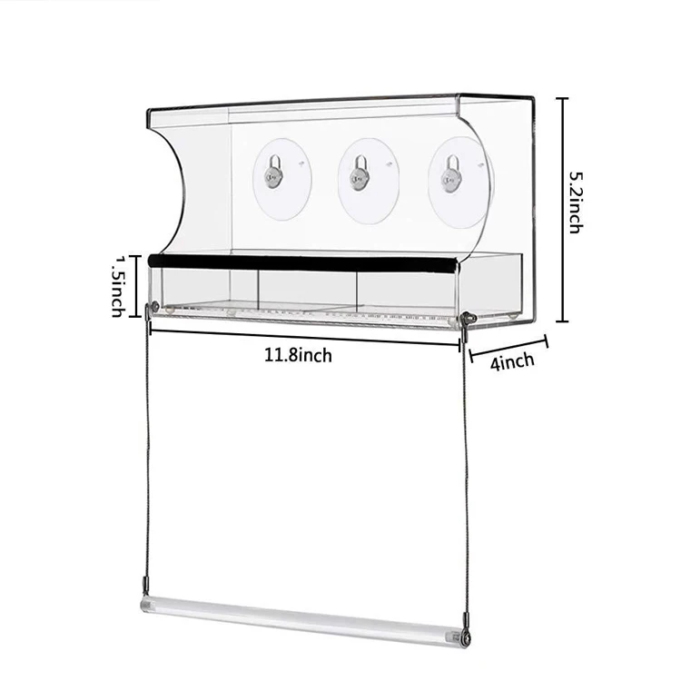 Transparent Bird Feeder Extra Strong Suction Cup Drainage Holes Wild Bird Feeder for Window