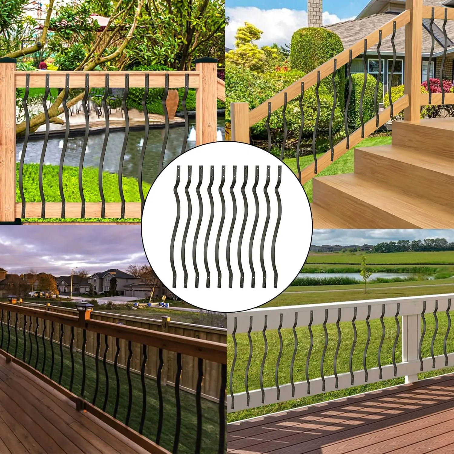 Decorative Metal Deck Balusters for Outdoor Railing Fence Outdoor Garden Matte Black Iron Spindles Deck Railing iron balusters