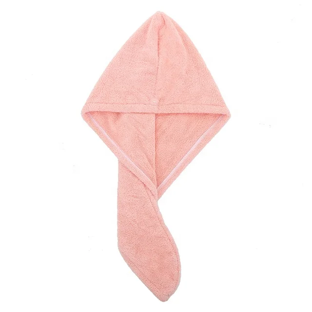 Double layer pink color microfiber fabric hair drying towel turban for salon