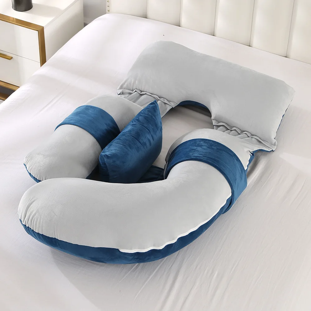 3 in 1 Pregnancy Pillow Soft Velvet Pillowcase U Shape Maternity Belly Pillow for Pregnant Women and Side Sleeper