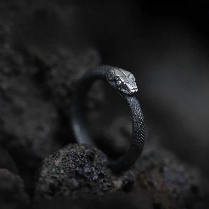 New Trend Tailed Snake Ring for Men Punk Fashion Ouroboros Opening Adjustable Rings Daily Accessories