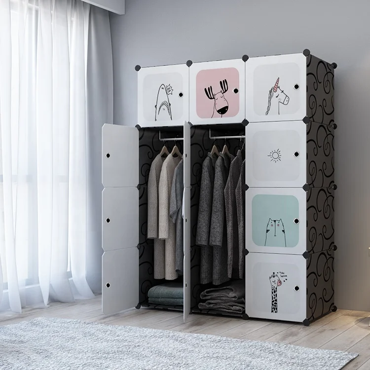 Cartoon design kids toy wardrobe with door