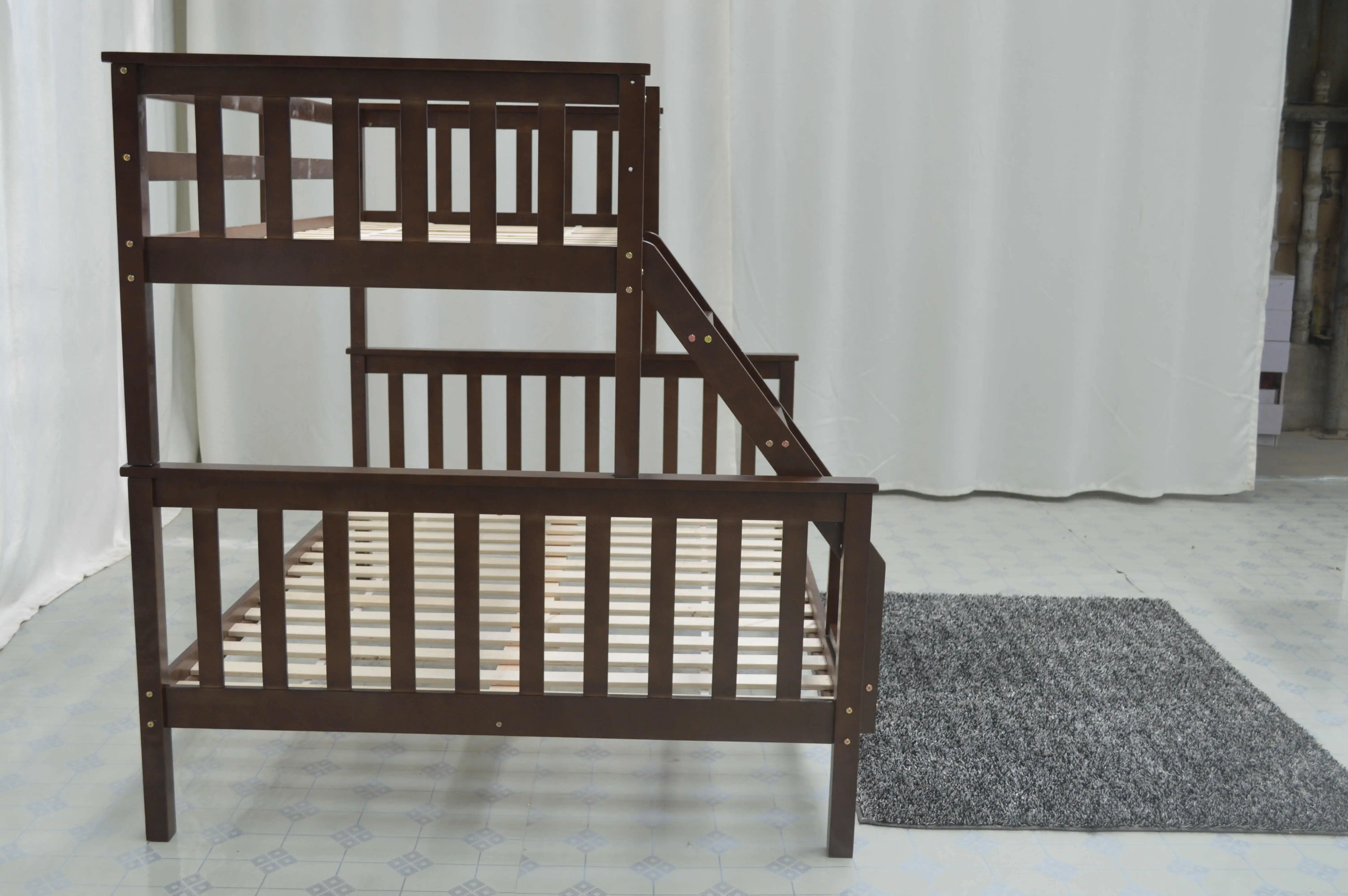 
S1532-B Hot selling triple twins bunk bed with ladder guard rail 